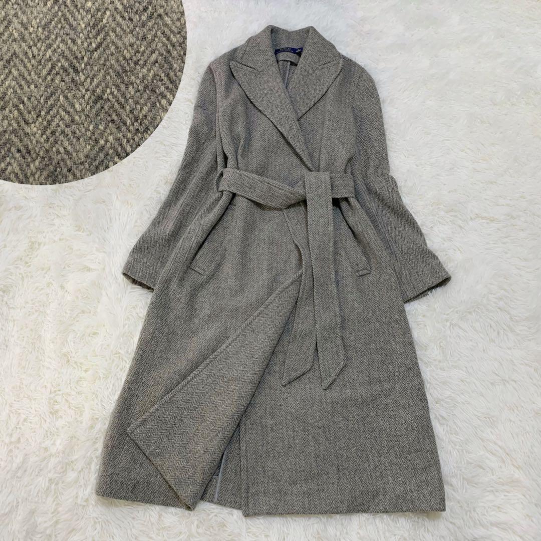 ポロ ラルフローレン ウール 100% ヘリンボーン ロング コート ベルト