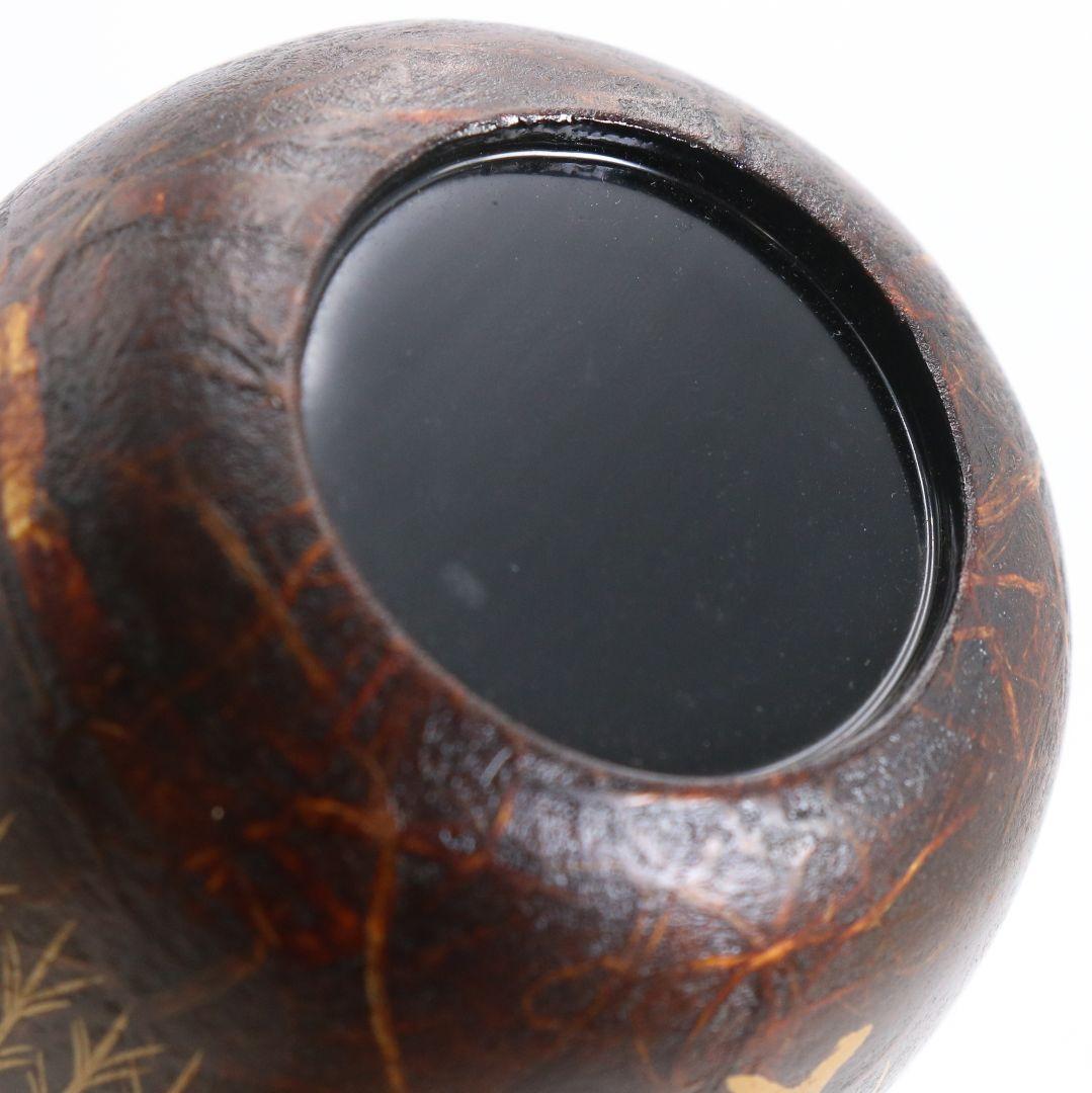 蒔絵師 筑城良斉作 柳蒔絵 中棗 和紙張 茶道具 共箱　V932　N7