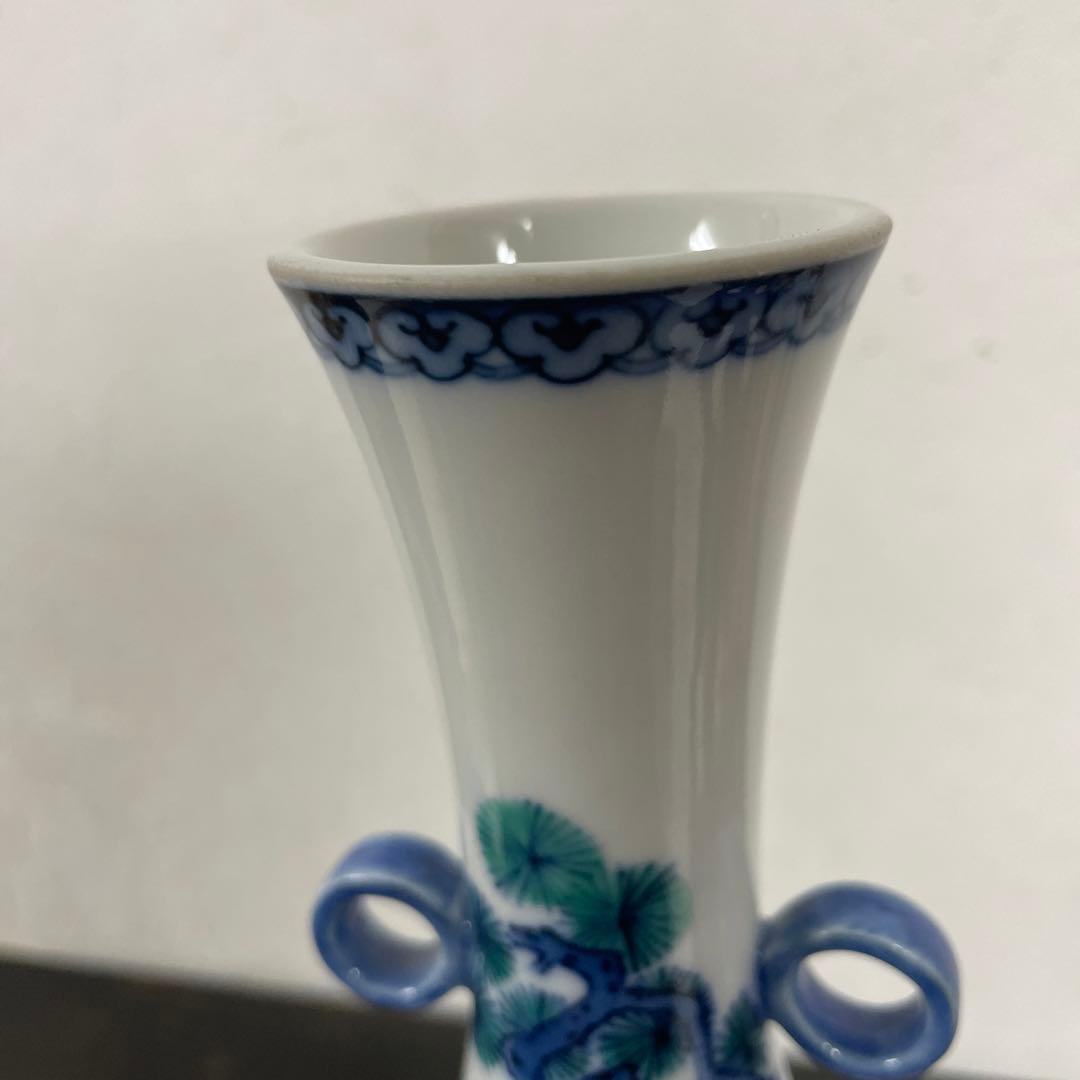 今泉今右衛門　今右衛門　錦　松竹梅絵　花瓶　共箱　環付