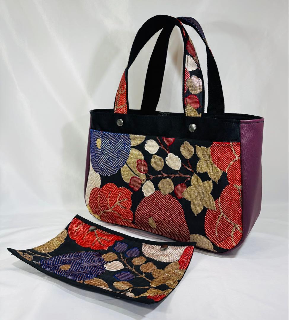 帯バッグリメイク　774番ボート型被せ蓋付き