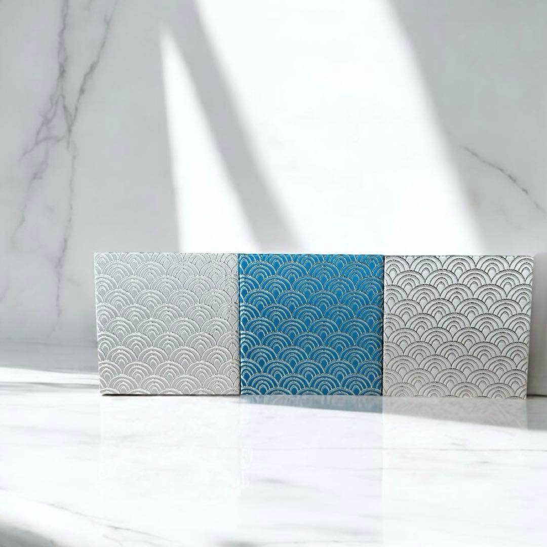 ◼︎009◼︎和柄ファブリックパネル (3セット) 青海波 和モダン