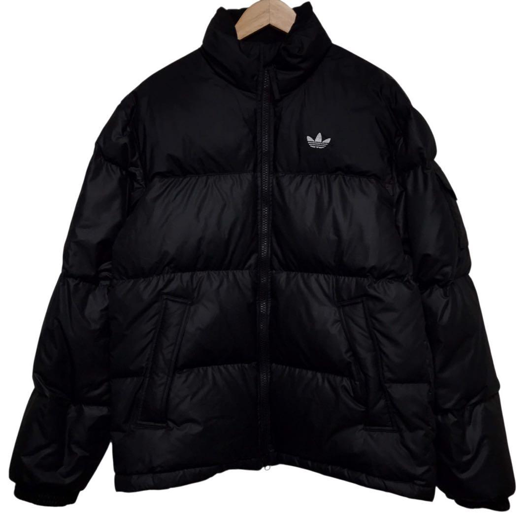 00s adidas アディダス　中綿ジャケット　トレフォイル刺繍ロゴ　ブラック