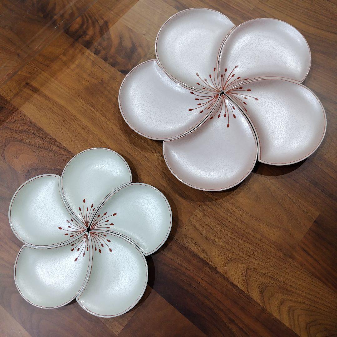 幸楽窯 梅 白 ピンク 銘々皿 ５枚セット 小皿 made in Japan