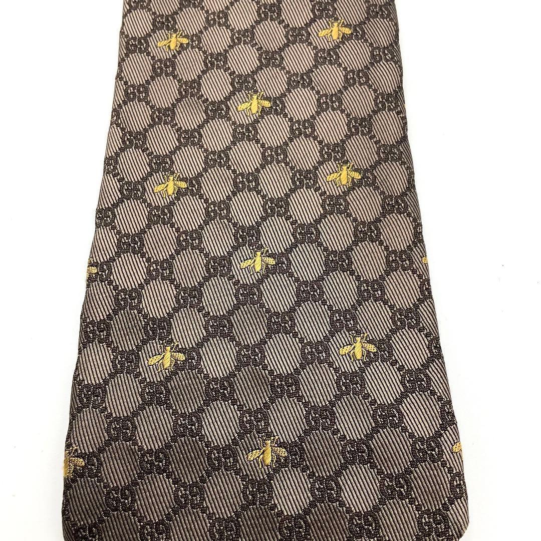 【美品】GUCCI グッチ ネクタイ BEE ビー ブラウン