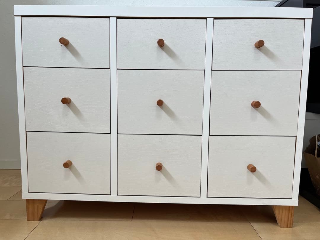 モモナチュラル　３段チェスト　子供部屋　引き出し収納