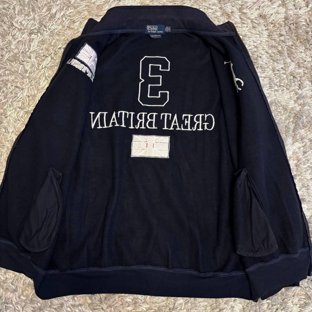 90sポロラルフローレン ネイビー ジップアップ スウェット イギリス 裏起毛