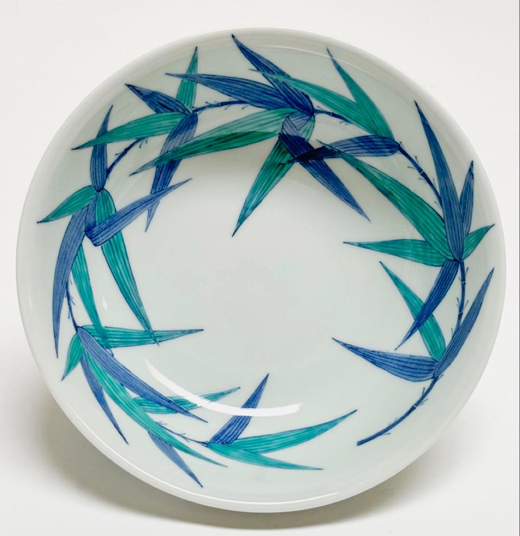 今右衛門窯　笹絵菓子器　箱あり