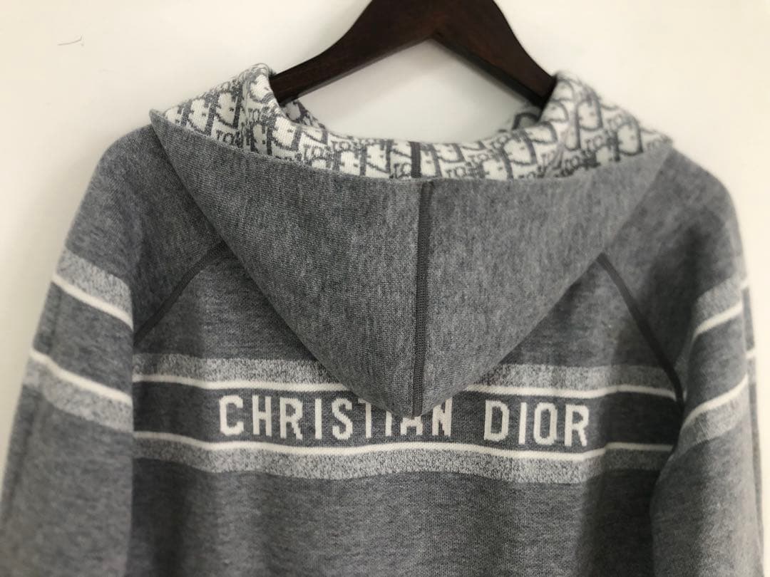 Dior ディオール　ニットセーター　グレー　フーディ　綺麗　両面