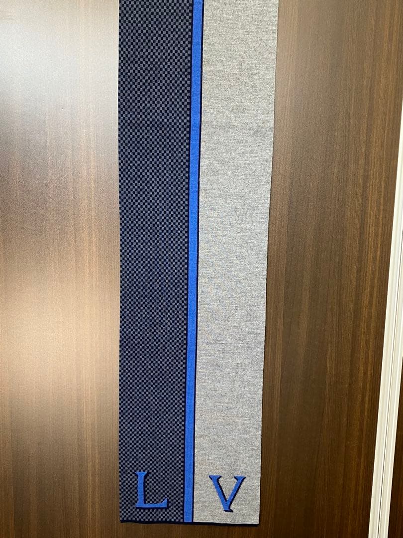 LOUIS VUITTON エシャルプ ダミエ　マフラー　青×グレー