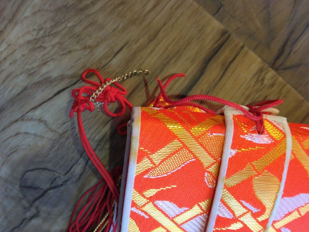 七五三用　女の子　オレンジ　鶴柄　ハコセコセット