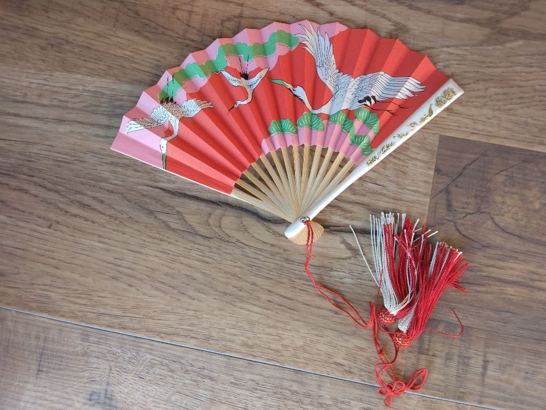 七五三用　女の子　オレンジ　鶴柄　ハコセコセット