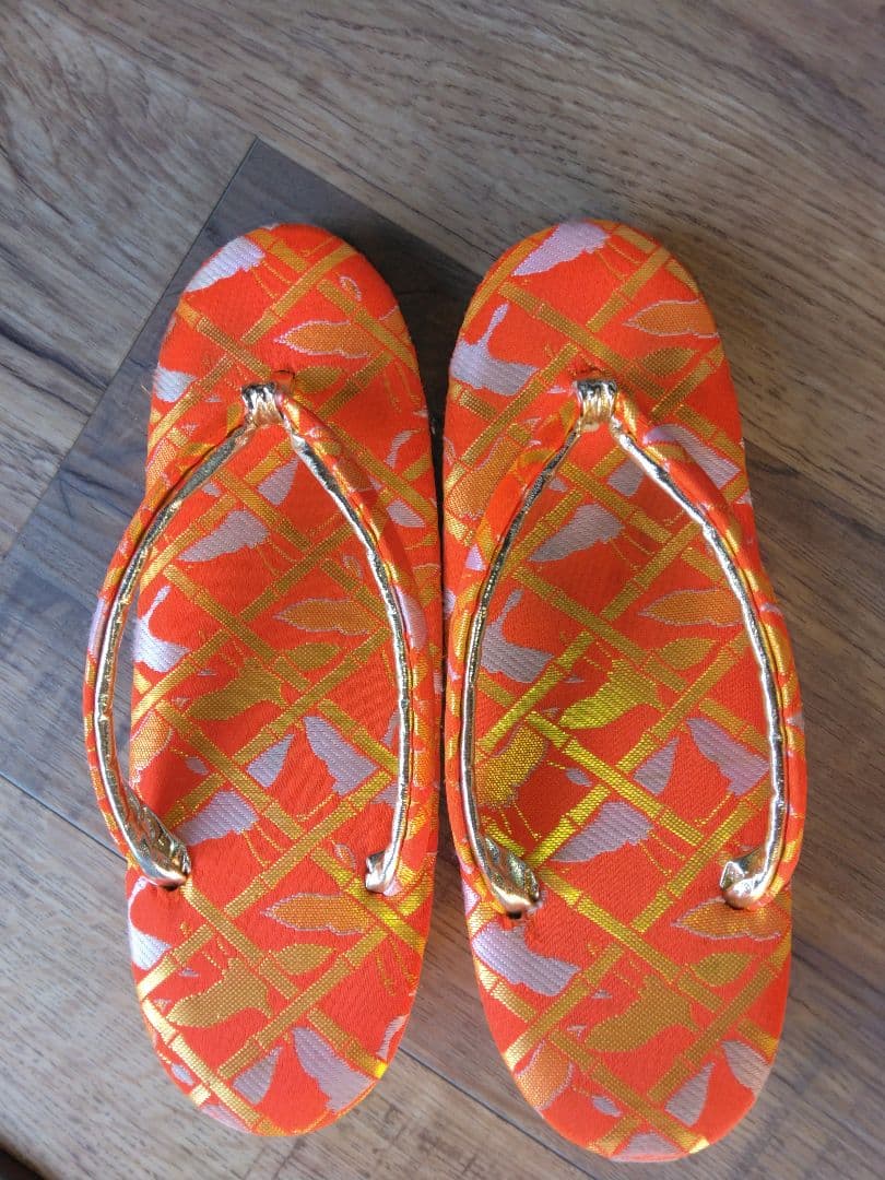 七五三用　女の子　オレンジ　鶴柄　ハコセコセット