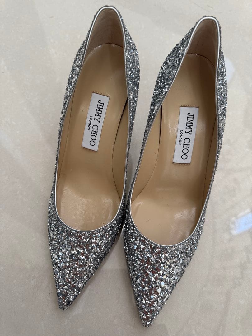 JIMMY CHOO シルバー グリッターパンプス 37.5
