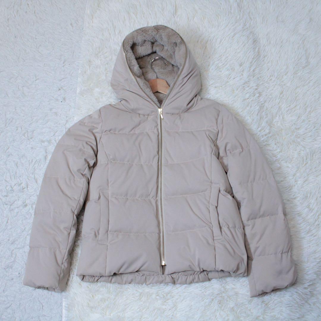 le. coeur blanc ルクールブラン ファーフードショートダウン モカ