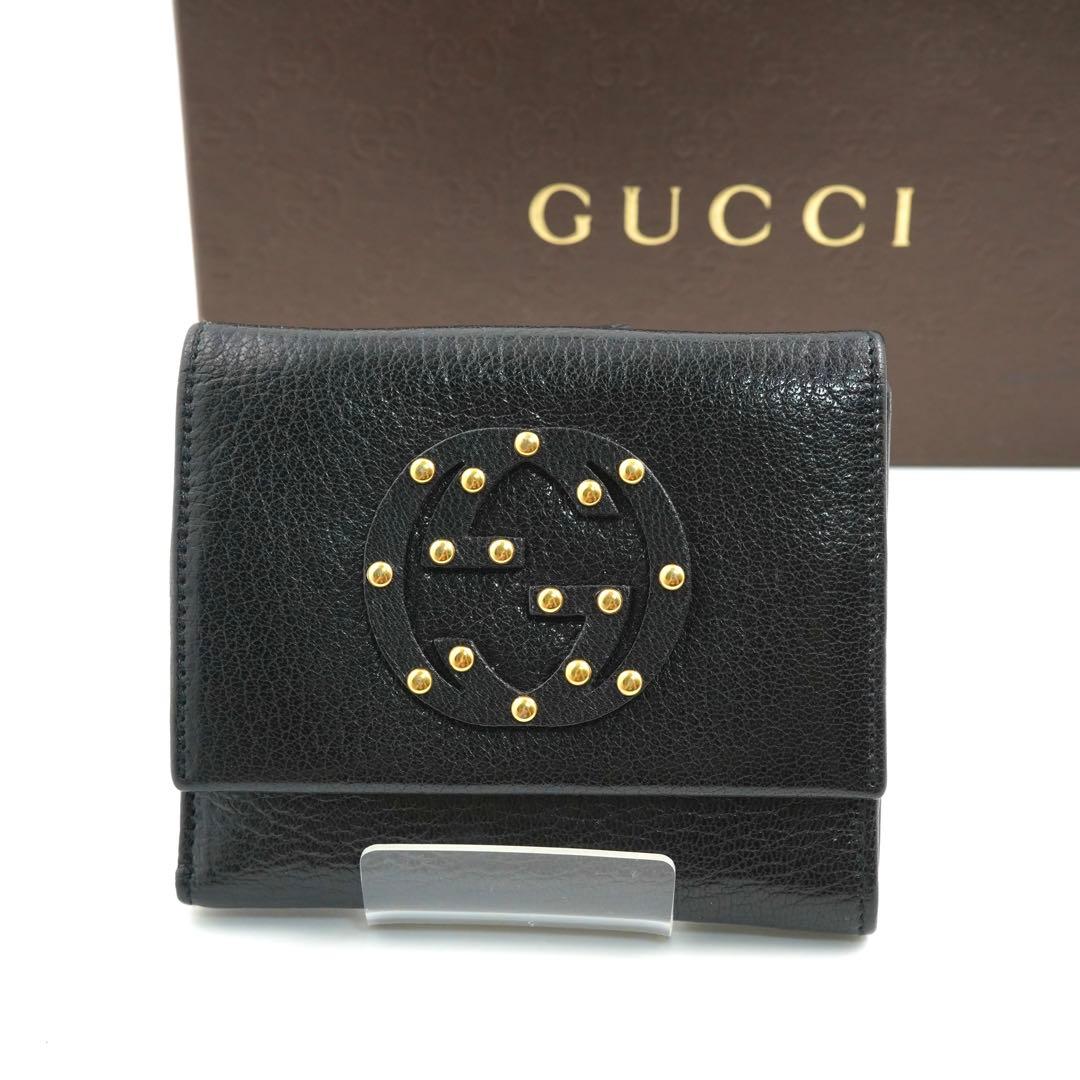 ✨新品未使用✨　GUCCI ミニ財布　GG柄　GGライン　スタッズ　折り財布
