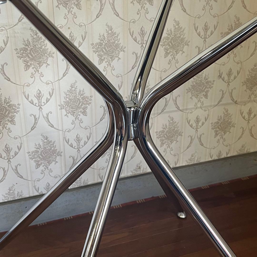 【アンティーク】アイアンフレーム ガラステーブル インダストリアル メタル 男前