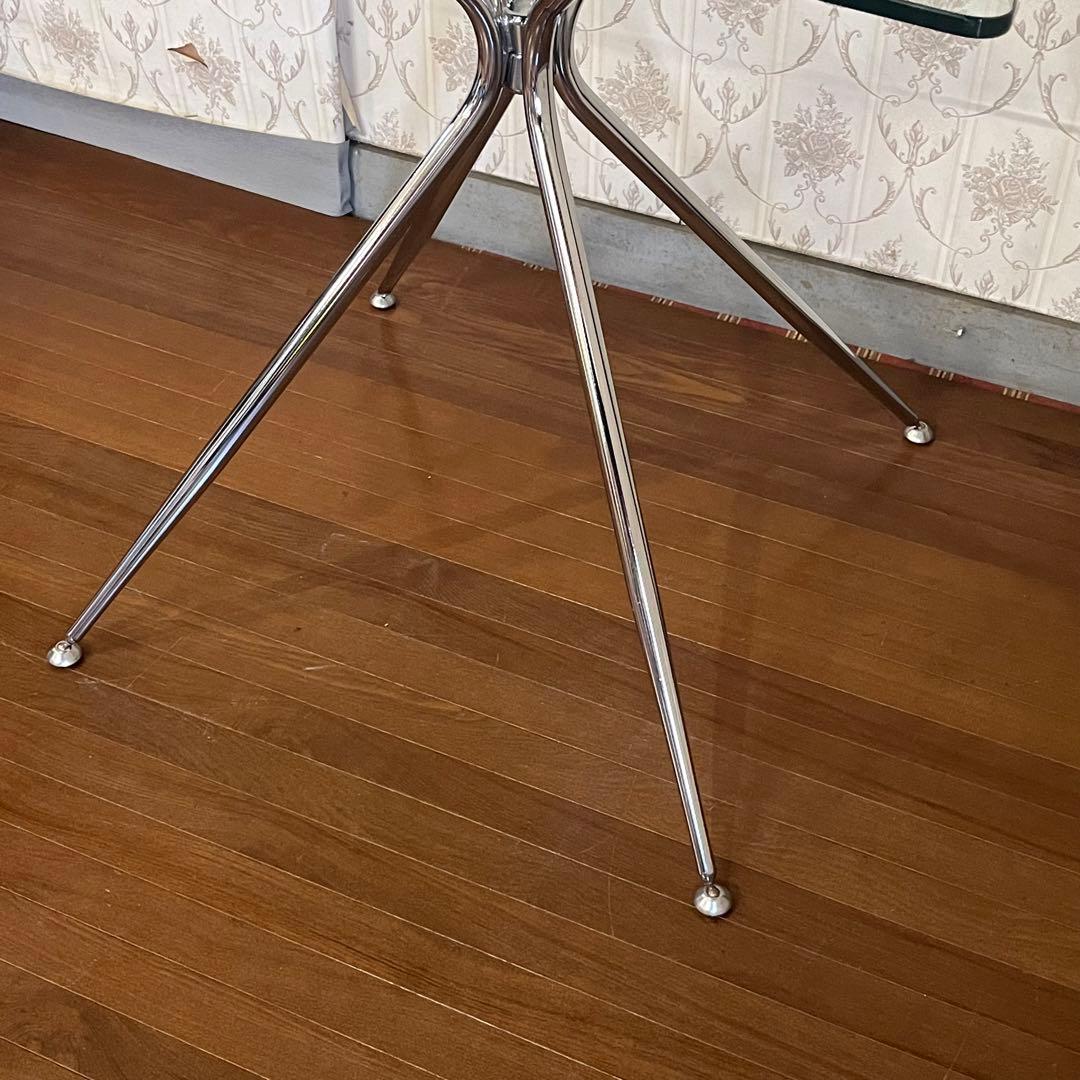 【アンティーク】アイアンフレーム ガラステーブル インダストリアル メタル 男前