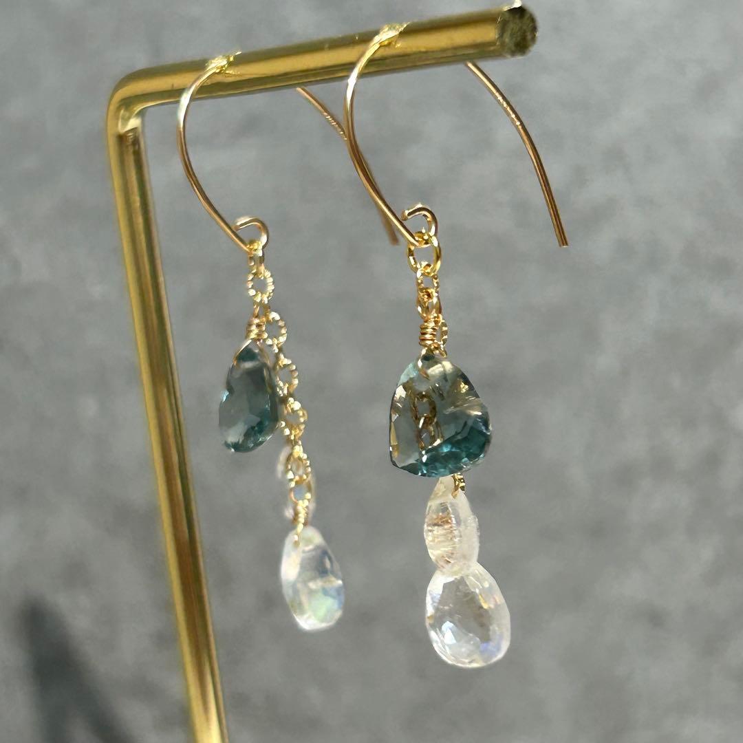 専用✳︎超高品質✳︎フローライト　ファセットハート　14kgf　天然石イヤリング