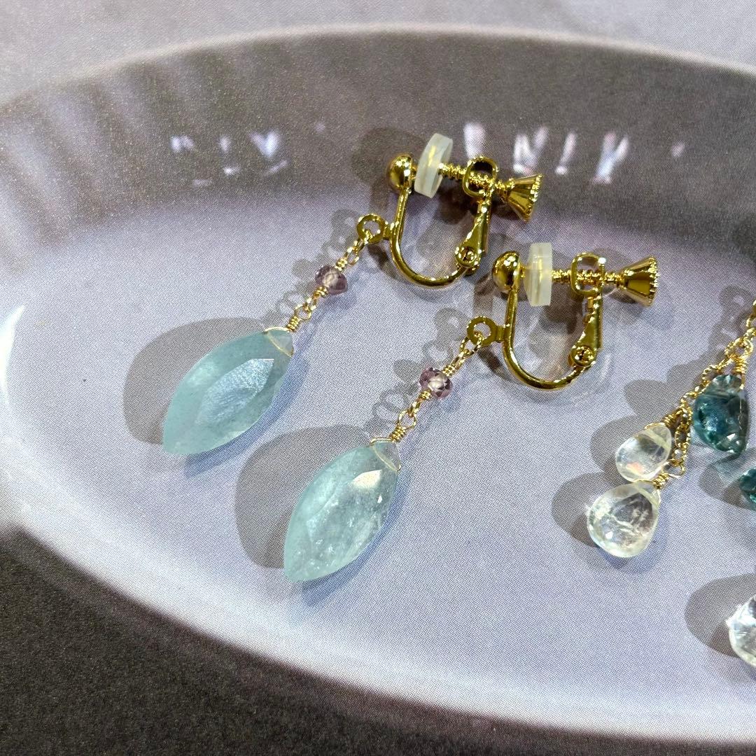 専用✳︎超高品質✳︎フローライト　ファセットハート　14kgf　天然石イヤリング