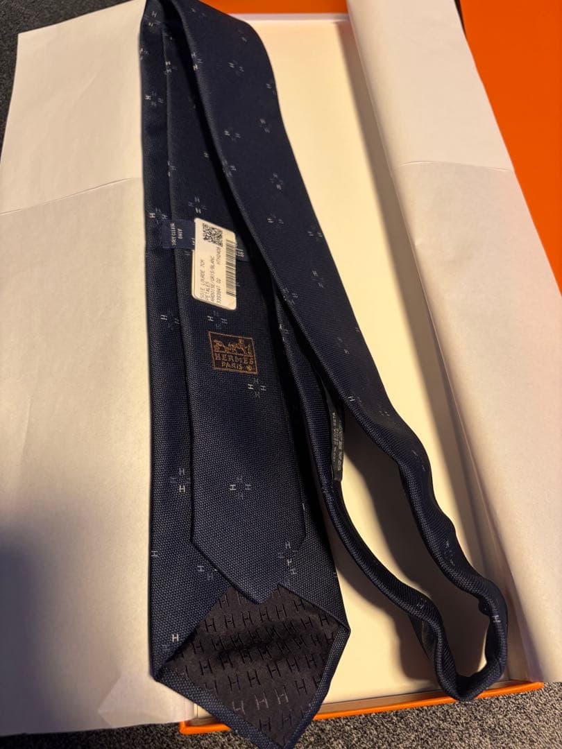 エルメス ネイビー シルク ネクタイ　クリスマス　プレゼント