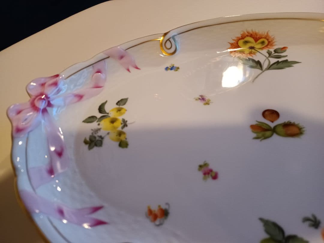 【ヘレンド】　HEREND　フルーツコンポディション　パーティプレート　オーバル