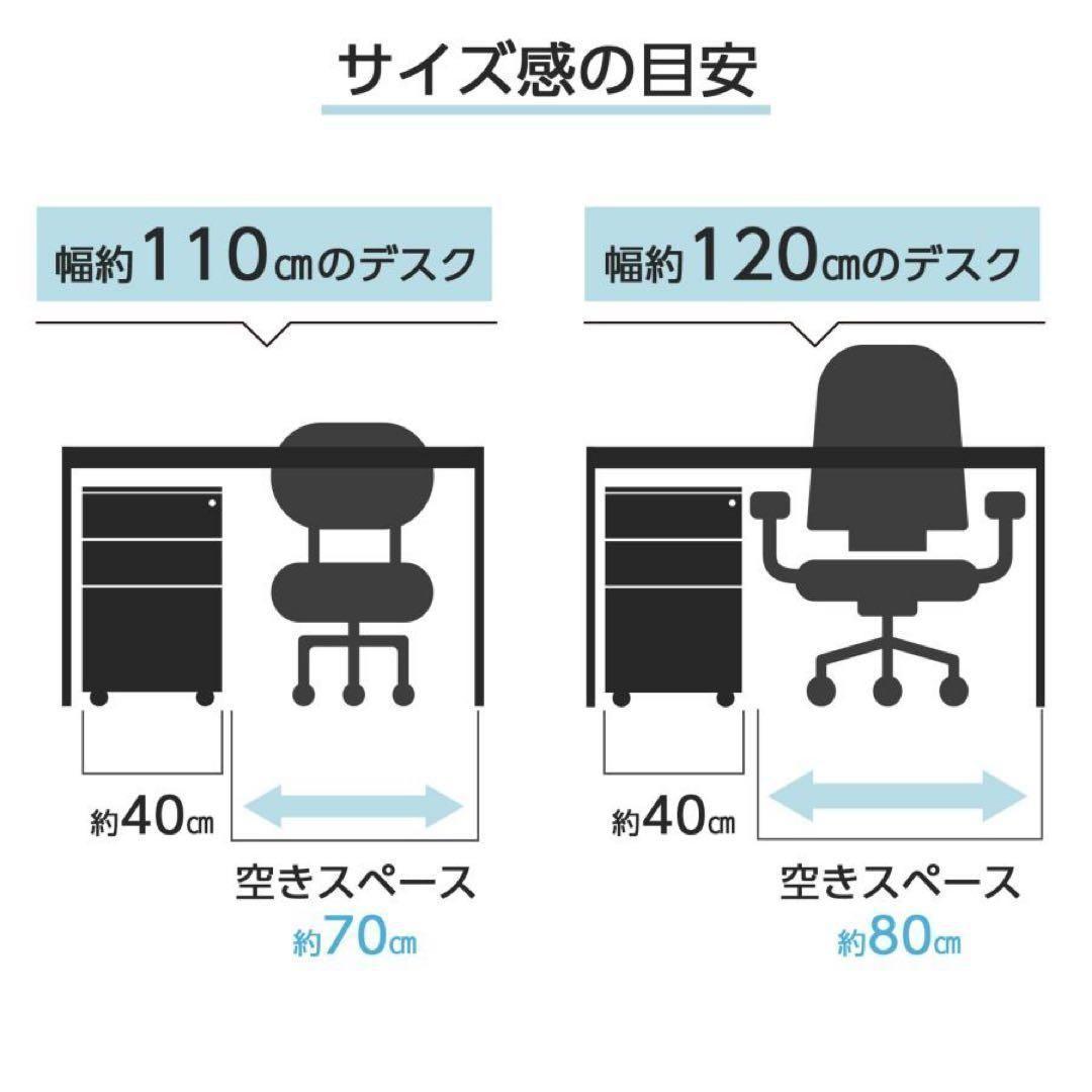 デスクワゴン サイドワゴン 鍵付き 完成品 3段 キャスター ホワイト 2850