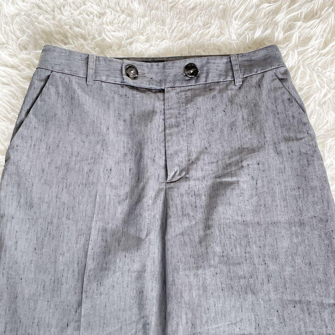 【グリーンレーベル】ノーカラージャケットパンツ セットアップ リネン グレー38