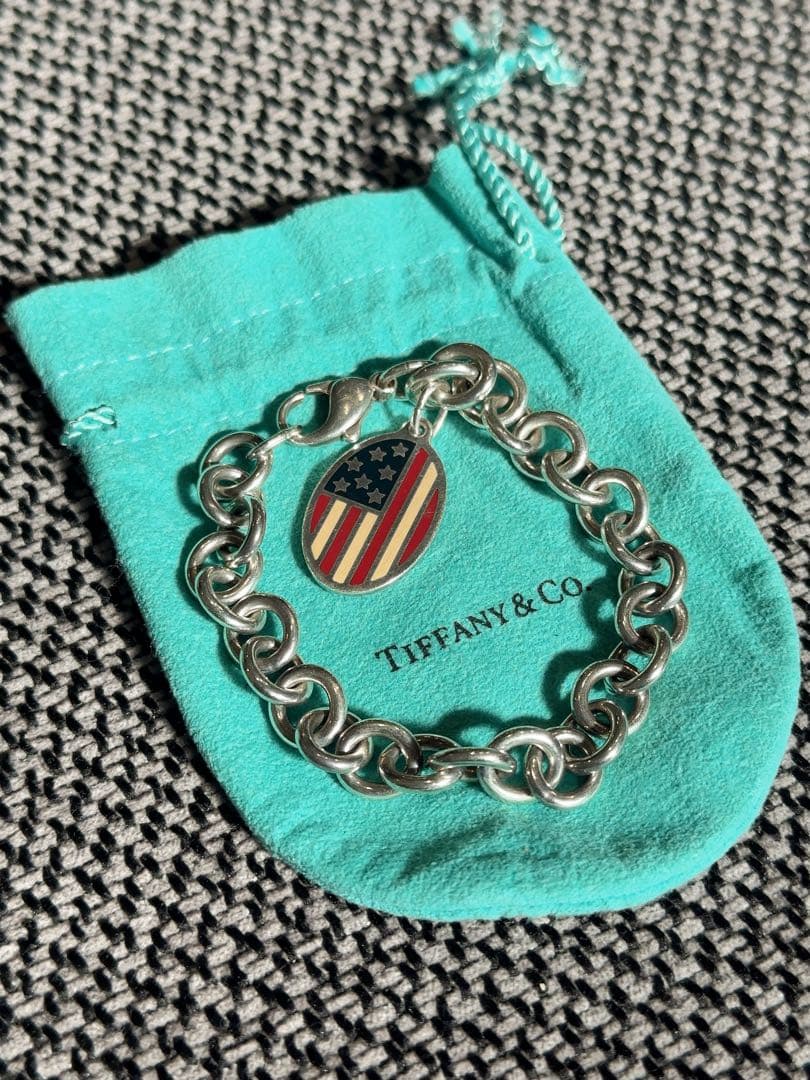 中*玖様 TIFFANY&Co. ティファニー 星条旗チャーム ブレスレット　希