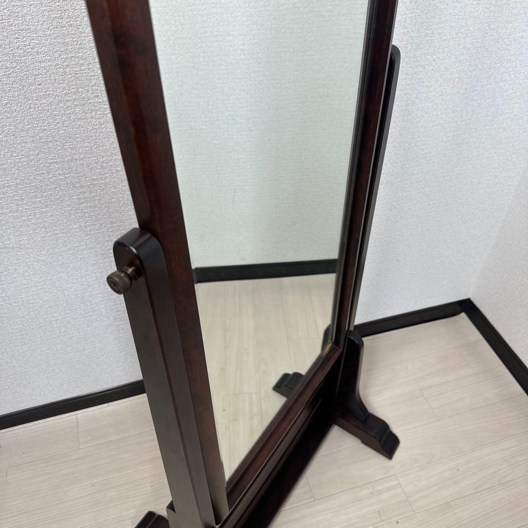 北海道民芸 スタンドミラー 鏡 姿見 全身鏡 樺材 無垢材 管理No.i1-2※