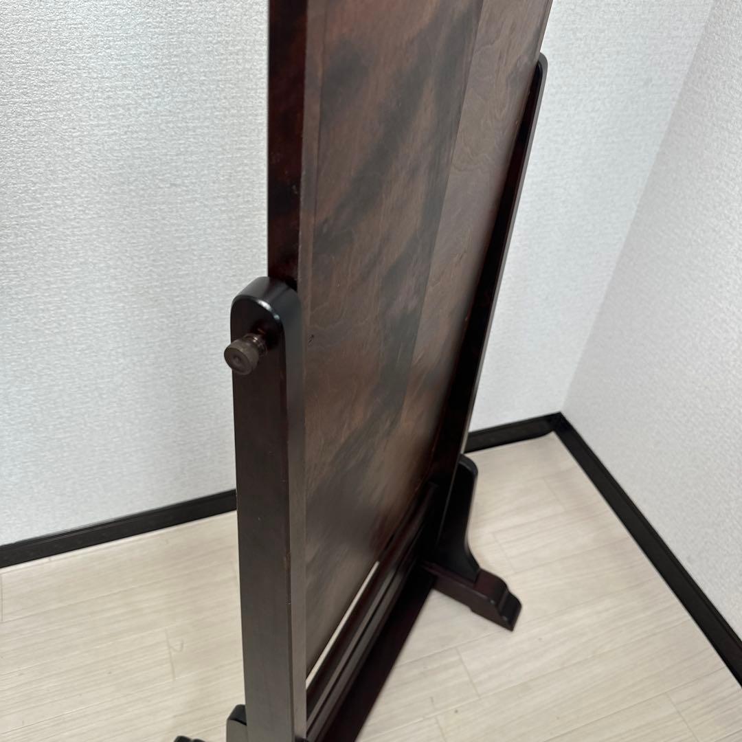 北海道民芸 スタンドミラー 鏡 姿見 全身鏡 樺材 無垢材 管理No.i1-2※