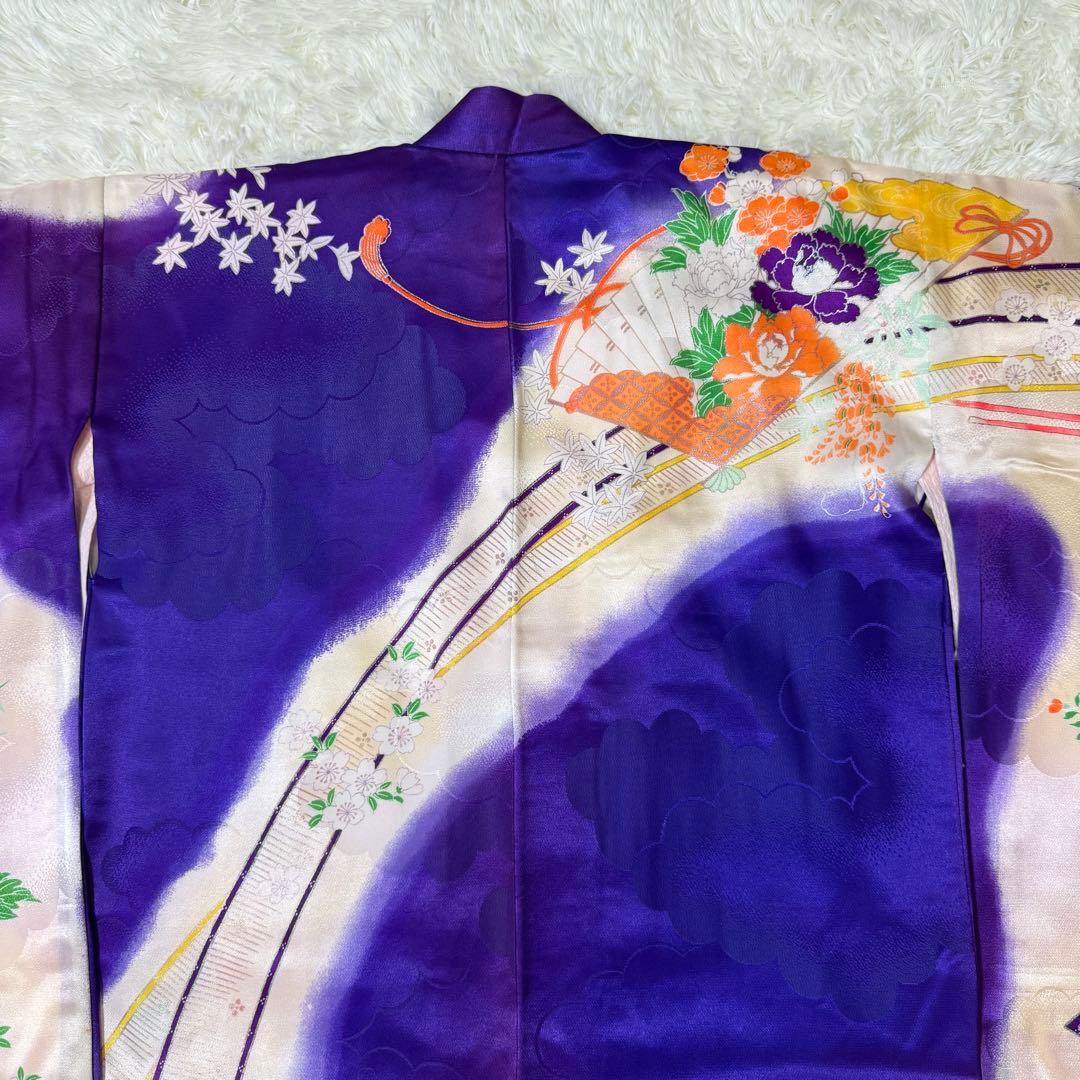 七五三　7歳　女の子　フルセット　正絹　紫　箱せこ　753 祝着