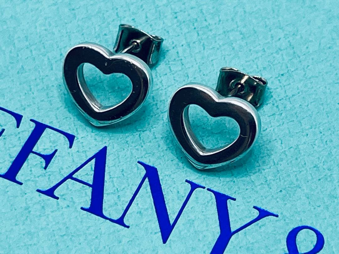 c762 ティファニー　リンク　オープンハート　スタッド　ピアス　シルバー925