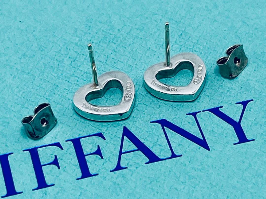 c762 ティファニー　リンク　オープンハート　スタッド　ピアス　シルバー925