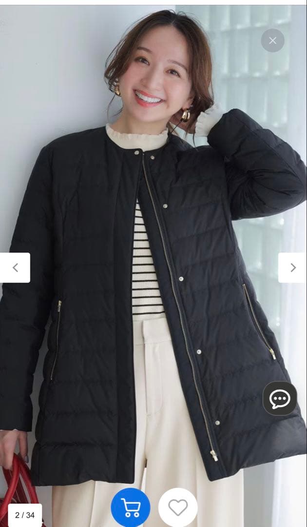 新品　ANY SIS ノーカラーミドルダウン