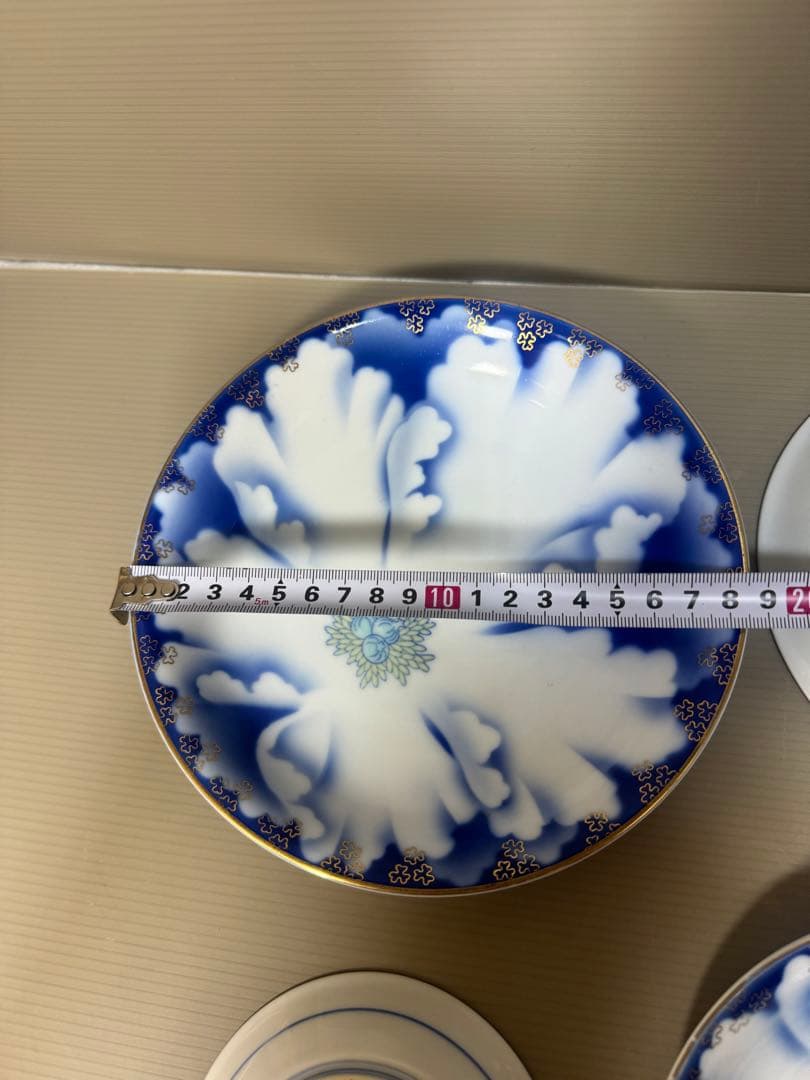 2315 深川製磁　牡丹金ミル　大皿1客　中皿4客　小皿5客