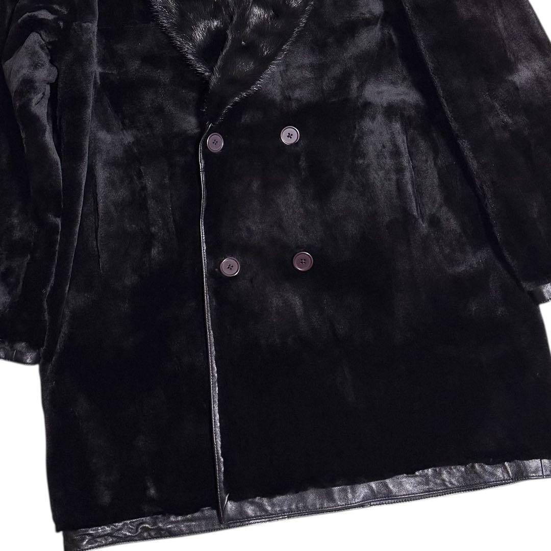 【とち さん】ミンク×レザー ダブルコート リバーシブル 本毛皮 本革 メンズ