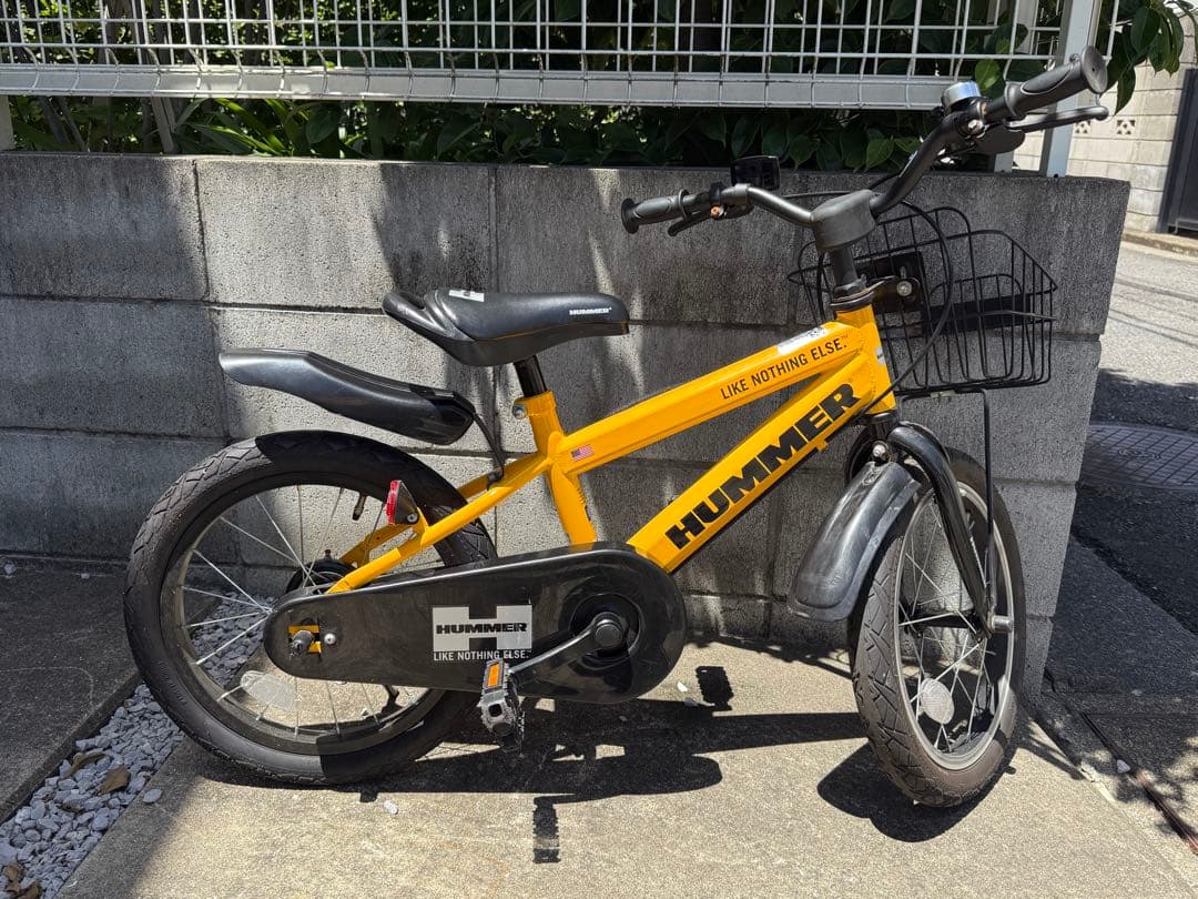 HUMMER 幼児用自転車 イエロー 前カゴ、補助輪付き