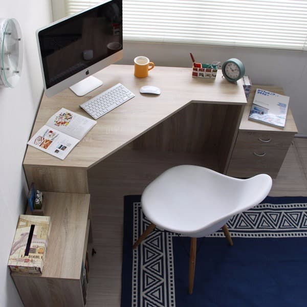 コーナーデスク　3点セット　オーク