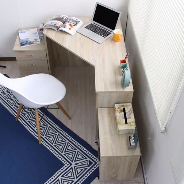 コーナーデスク　3点セット　オーク