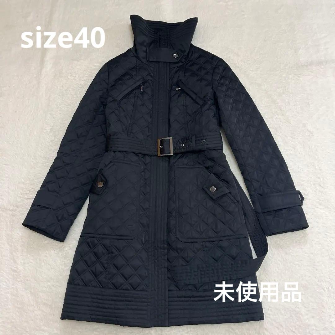 美品　23区 大きいサイズ キルティング 中綿 ロングコート ベルト付き 黒