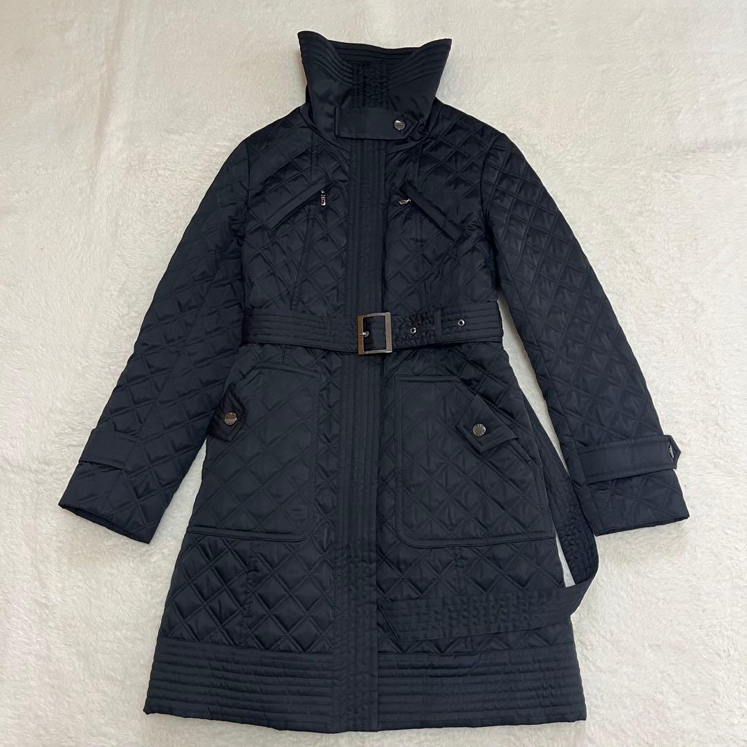 美品　23区 大きいサイズ キルティング 中綿 ロングコート ベルト付き 黒