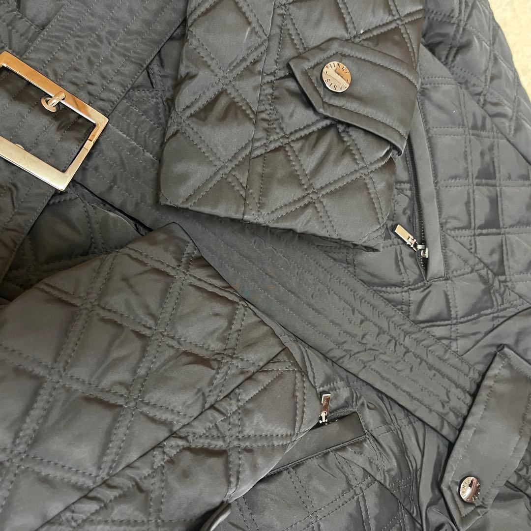 美品　23区 大きいサイズ キルティング 中綿 ロングコート ベルト付き 黒