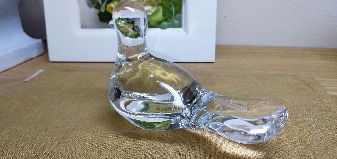 美品 バカラ Baccarat クリスタルガラス ハト 鳩 文鎮 置物 飾り物