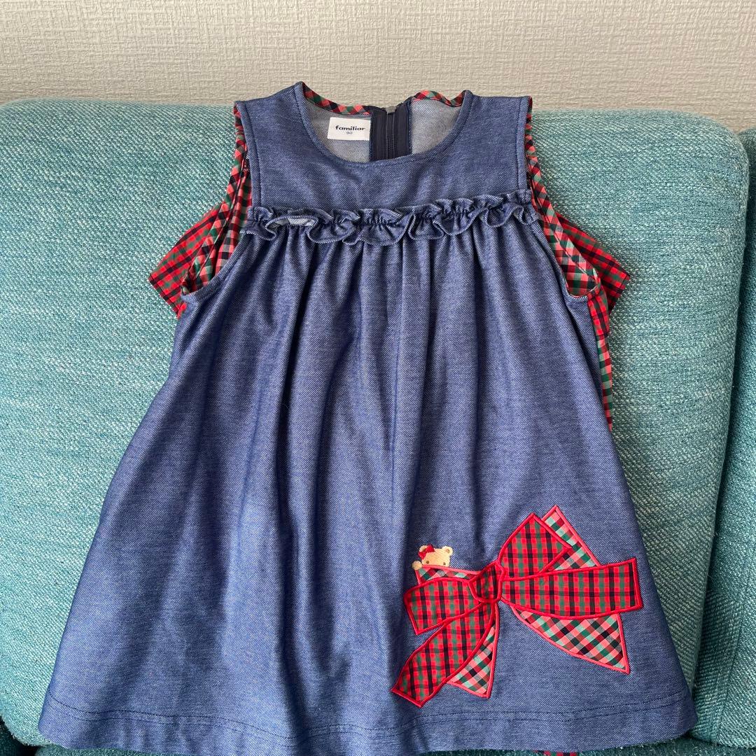 ファミリア ジャンパースカート ワンピース デニム 90cm