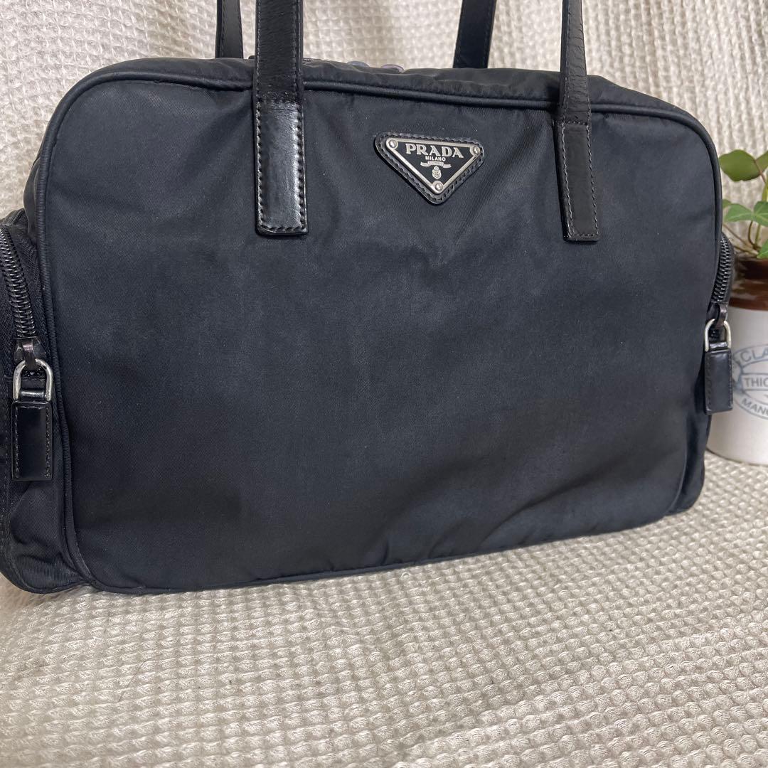 ◇ PRADA プラダ トートバッグ ナイロン×レザー ブラック ◇
