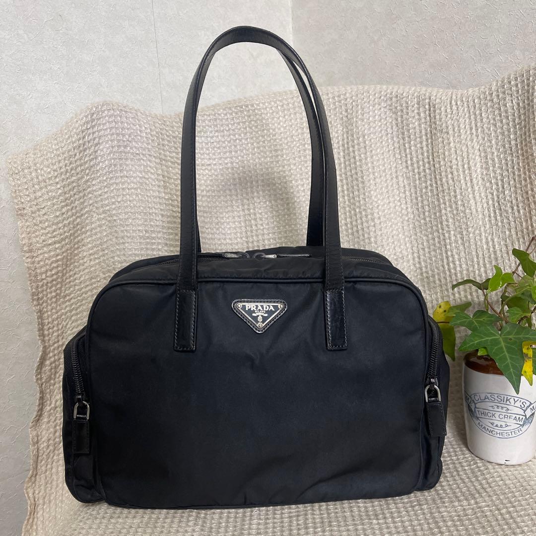 ◇ PRADA プラダ トートバッグ ナイロン×レザー ブラック ◇