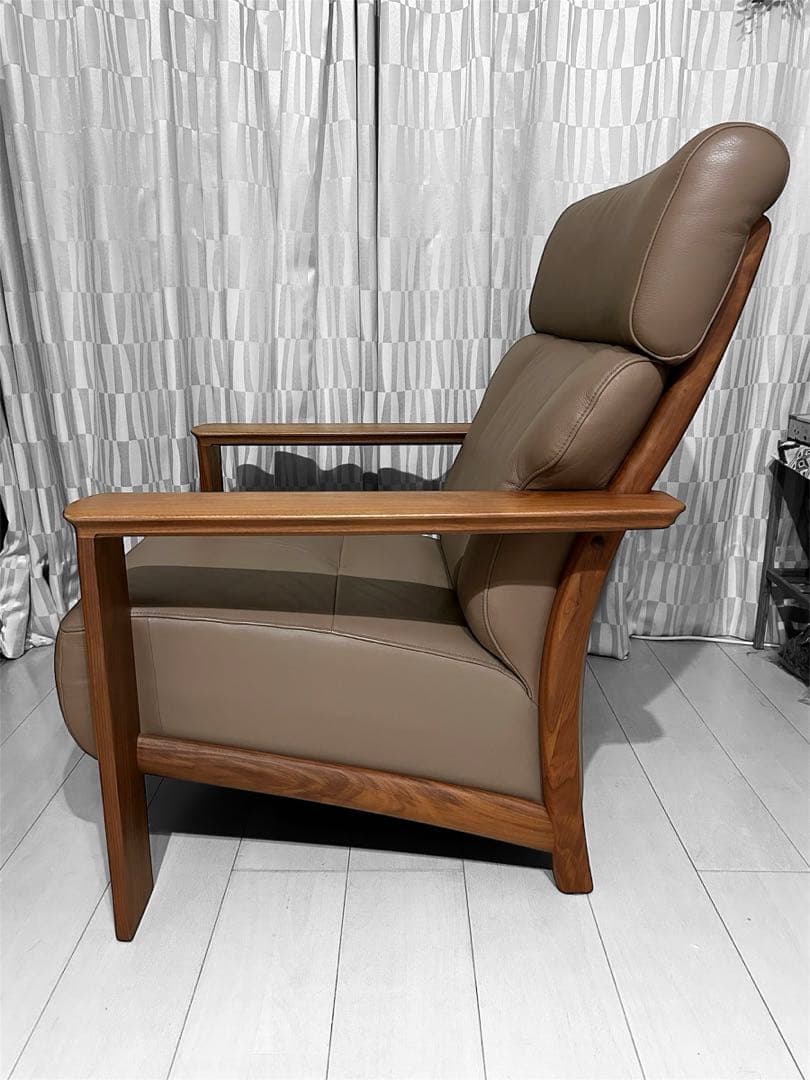 karimoku カリモク WW4103 1Pソファ 本革張レザー　グレージュ