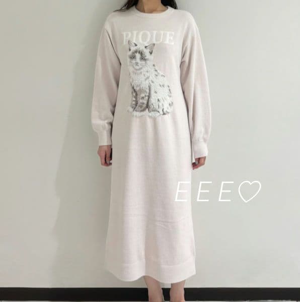 正規品♡新品 ジェラートピケ キャットジャガードワンピース ピンク