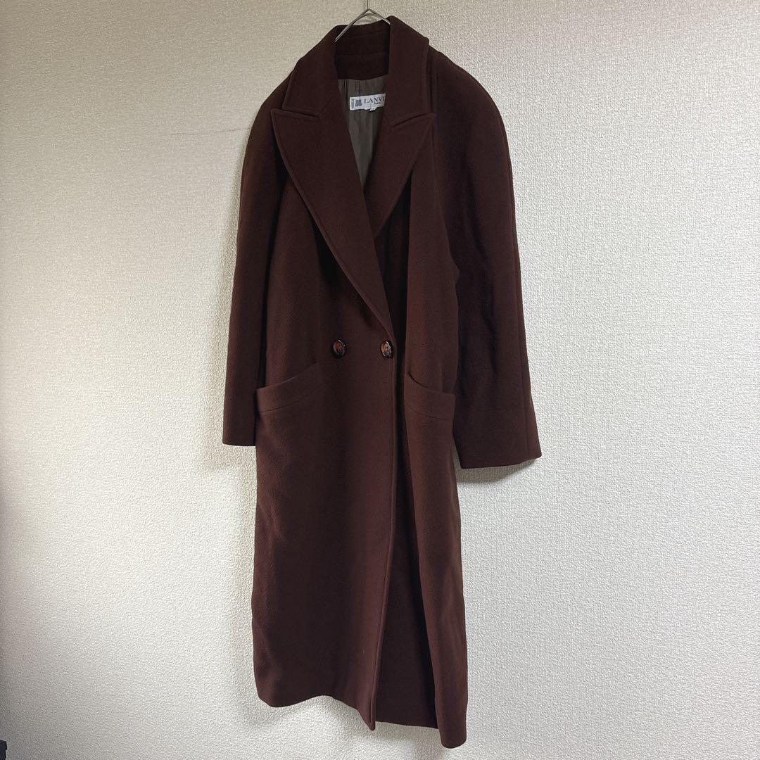 LANVIN 80s ヴィンテージ　ウールロングコート　フランス製　茶色