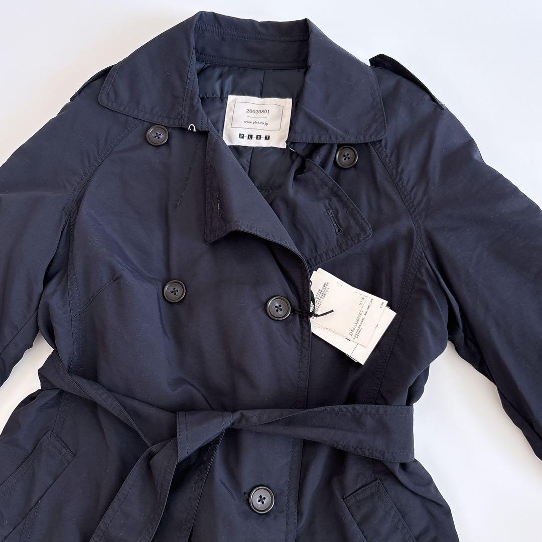 【新品】PLST ダウントレンチコート ネイビー L ベルト付防寒美品通勤定番冬